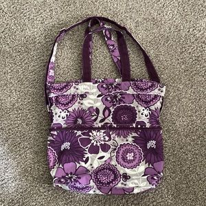 Retro Metro Fold-Over Bag in Plum Awesome Blossom by Thirty-One